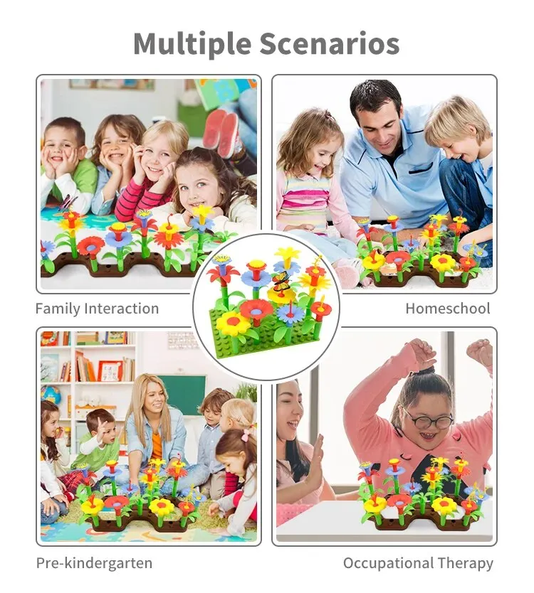 DIY CHILDREN'S Toys Handmade Flower Arrangement Puzzle Blocks Assembly Family Hundred Small Garden,puzzle toys,building blocks toys,educational garden toy