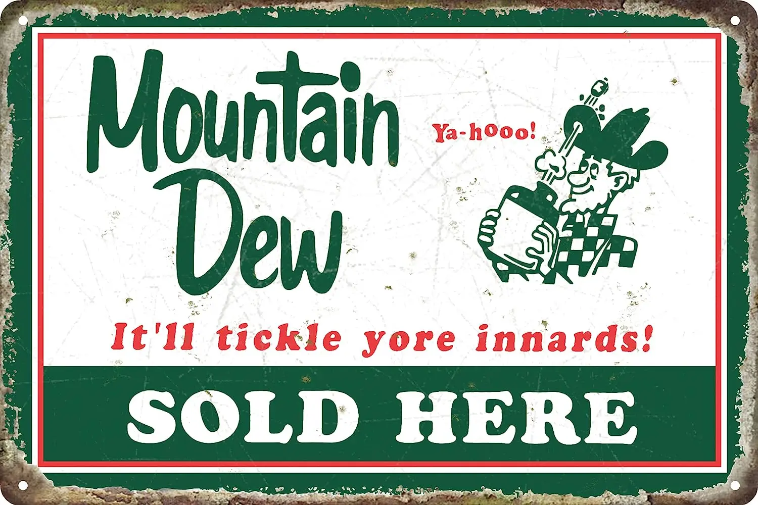 Vintage Mountains Dews Tin Metal Tin Sign Tin Plate Sign Wall Art Decor TIN SIGN 8X12 INCH (green)