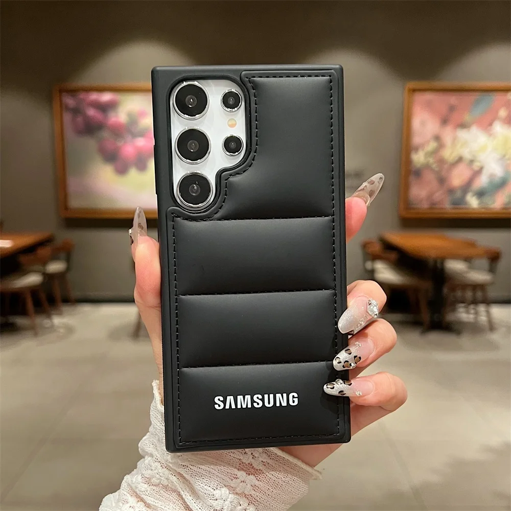 Original Weiche Daunenjacken Airbag Stoßfeste Hülle für Samsung Galaxy S25 S26 S24 S23 Ultra Plus Coque TPU Schutzhülle – Detail 7