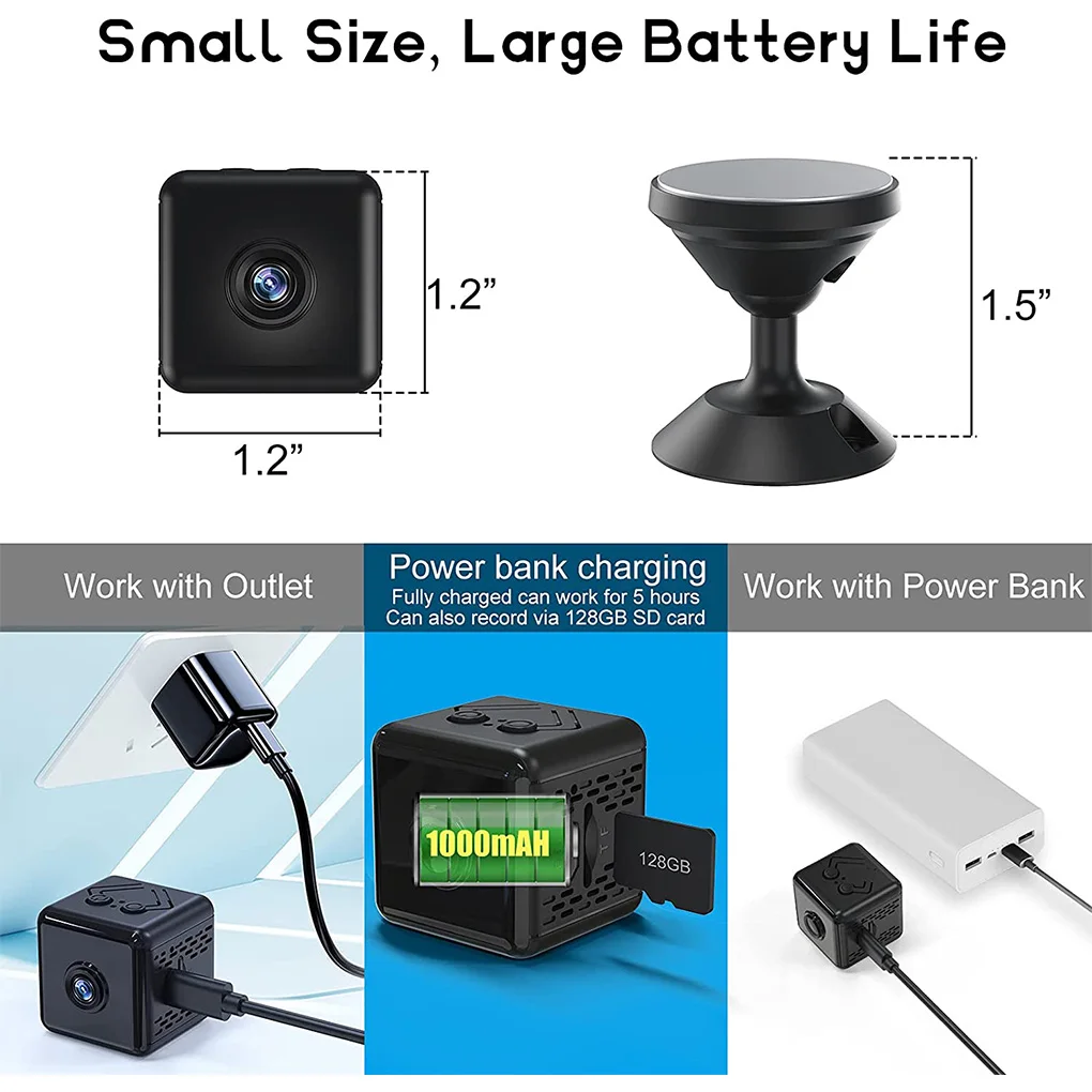 X6D Mini IP Camera HD 1080P Wireless Sports Security Surveillance Smart Home Micro Cam with Night Vision Built-in Battery