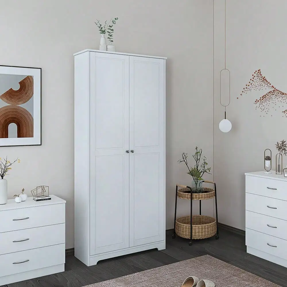 Wooden Kitchen Pantry Cabinet Storage Cupboard with 5 Adjustable Shelves White 5