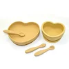 5Pc/Set Baby Silicone Tableware Set Kids Feeding Plate Bowl Fork Spoon BPA-Free Food Grade Silicone Waterproof Suction Tableware 4