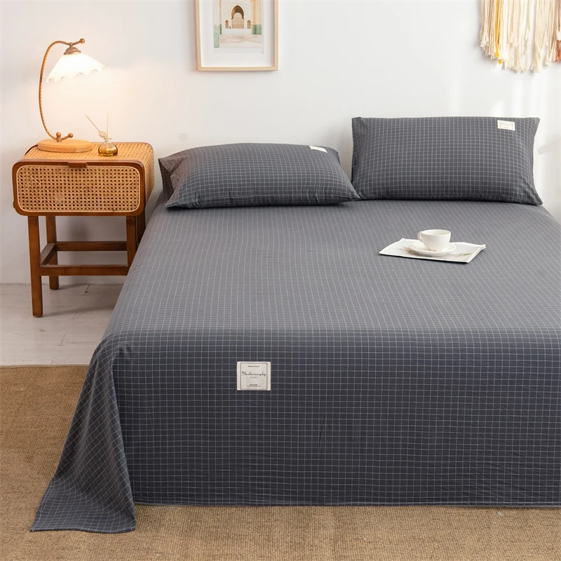 210x230cm Polyester Cotton Bed Sheet Skin-friendly Soft Jacquard Washed Cotton Coarse Cloth Cotton Bedsheet