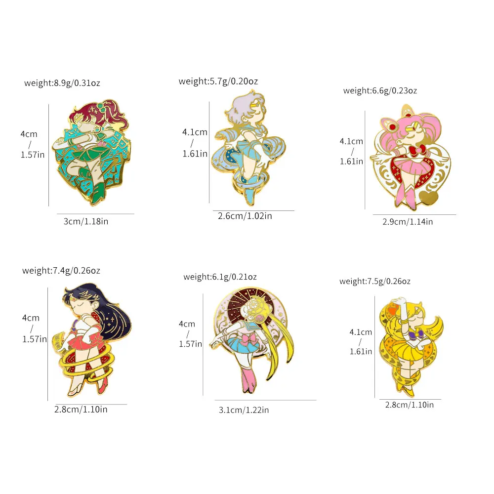 Cartoon Brooch 6 pcs Fashion Anime Tsukino Usagi Enamel Pins Badge For Friends