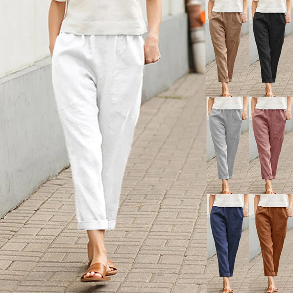 

Women's Solid Casual Pants Fashion Trousers Baggy Pant Pockets Drawstring Elastic Waist Beach Pant Harla Yoga Beach Comfort Soft