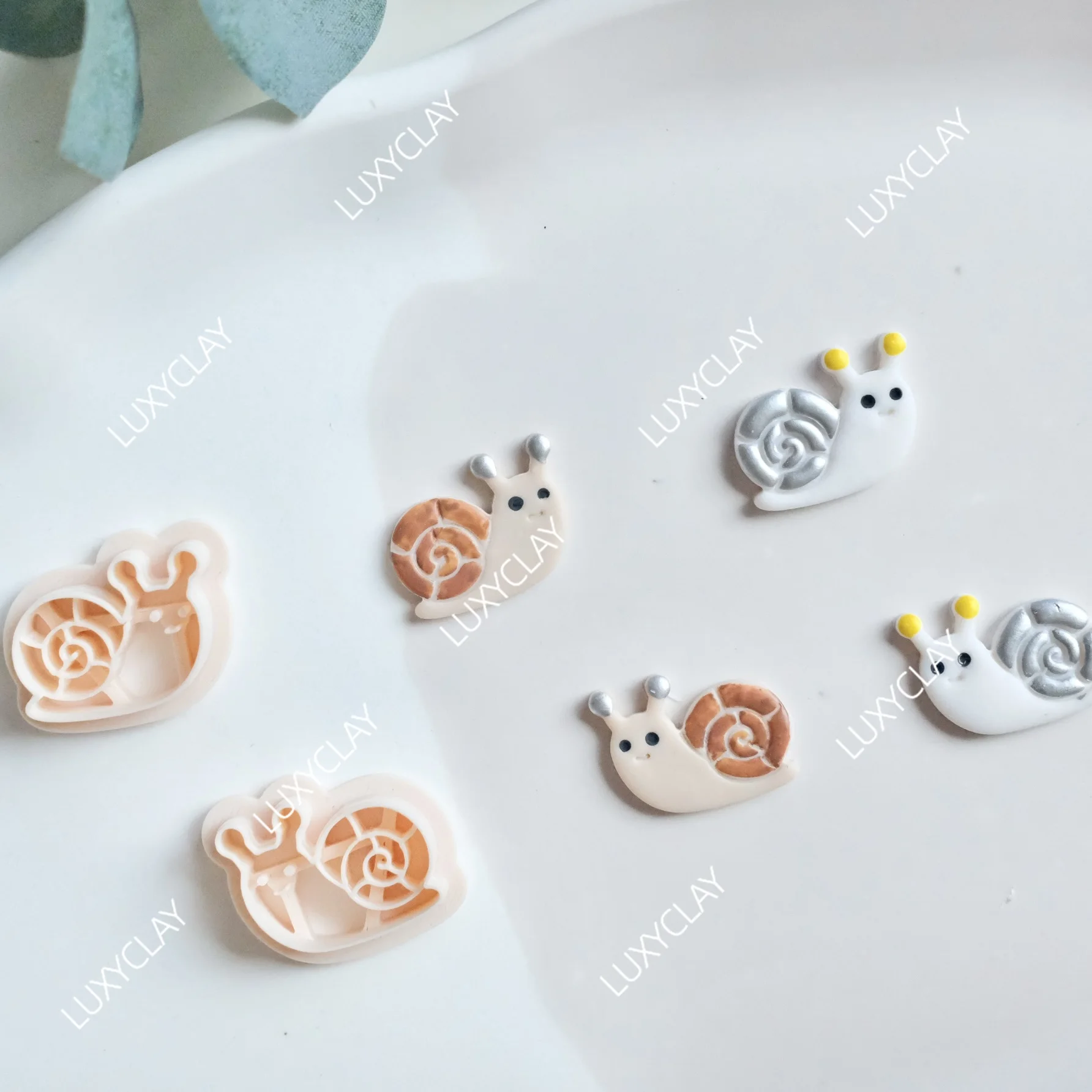 2개/세트 달팽이 모양 폴리머 클레이 몰드, DIY 펜던트 귀걸이 및 쥬얼리 제작을 위한 양각 달팽이 패턴 폴리머 클레이 커터