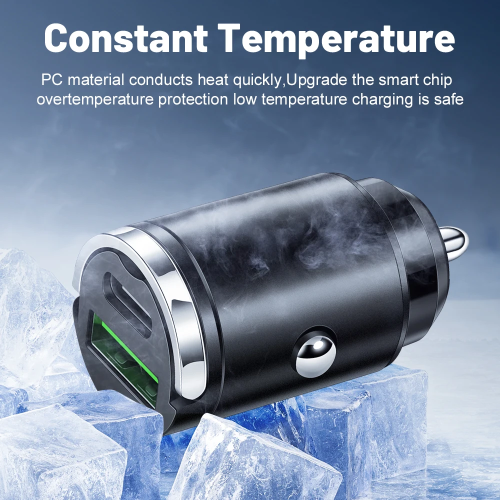 Mini PD USB Car Charger Lighter Type C Car Charger for Xiaomi Samsung Huawei Super Fast Charging QC3.0 for iPhone