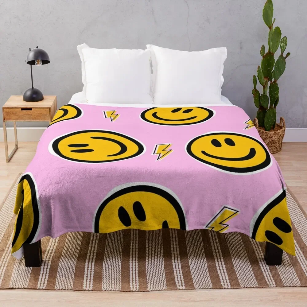 

Preppy School Supplies, Preppy Aesthetic, Preppy, Pink, Smile, Smile Face, Happy Face Throw Blanket Comforter Blankets