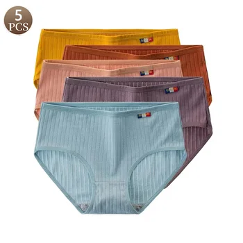 5PCS Women Cotton Underwear Seamless panties Sexy panty Female Breathable Solid Color Underpants Girls' Lingerie Briefs