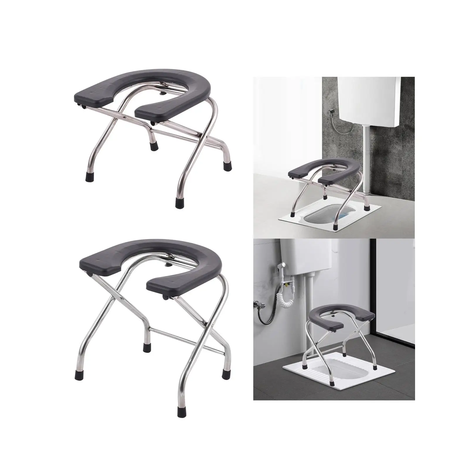 Seniors Folding Toilet Seat Shower Chair Strong Bearing Capacity Quality Easy to 4