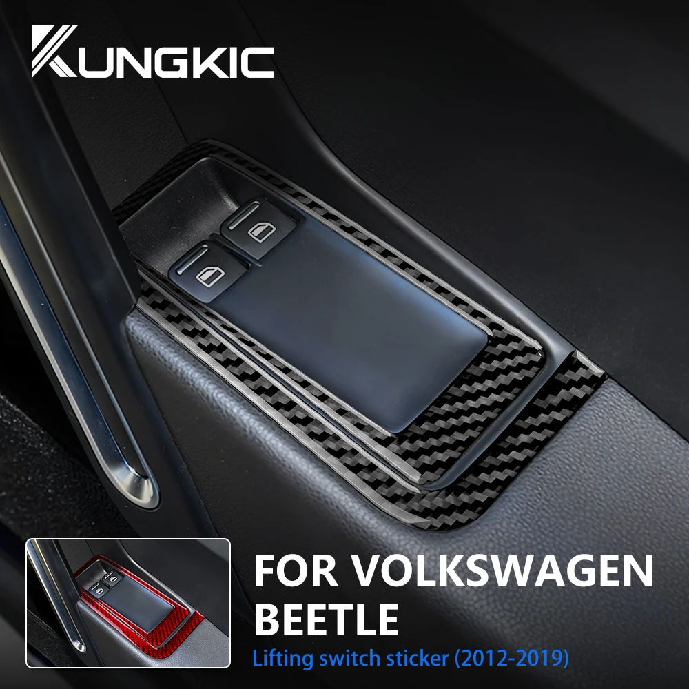 

Внутренняя отделка из натурального мягкого углеродного волокна для Volkswagen VW Beetle 2012-19, кнопка переключателя подъема автомобиля, наклейка на панель, декоративные аксессуары