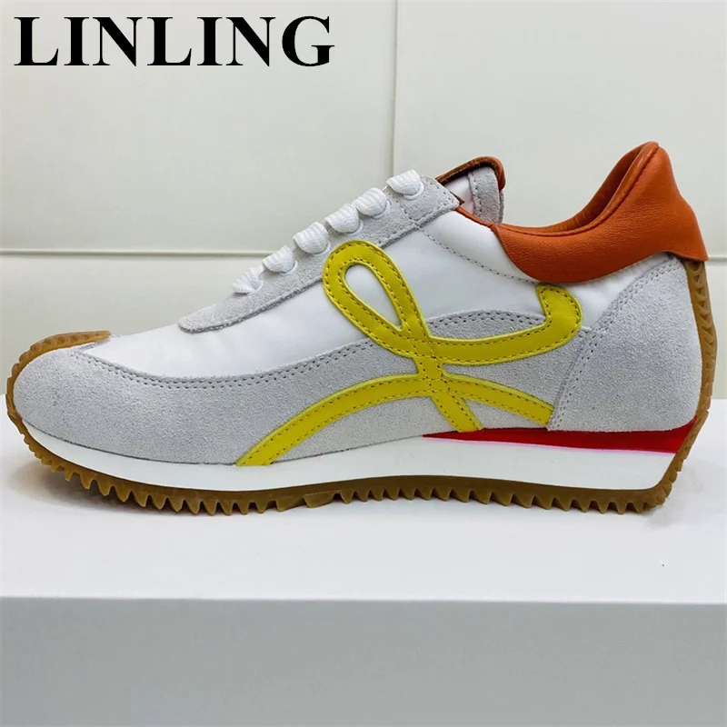 

Spring Autumn Women's Sneakers Designer Genuine Leather Casual Shoes Thick Sole Platform Ladies Sneakers Lace Up Trainers 2023