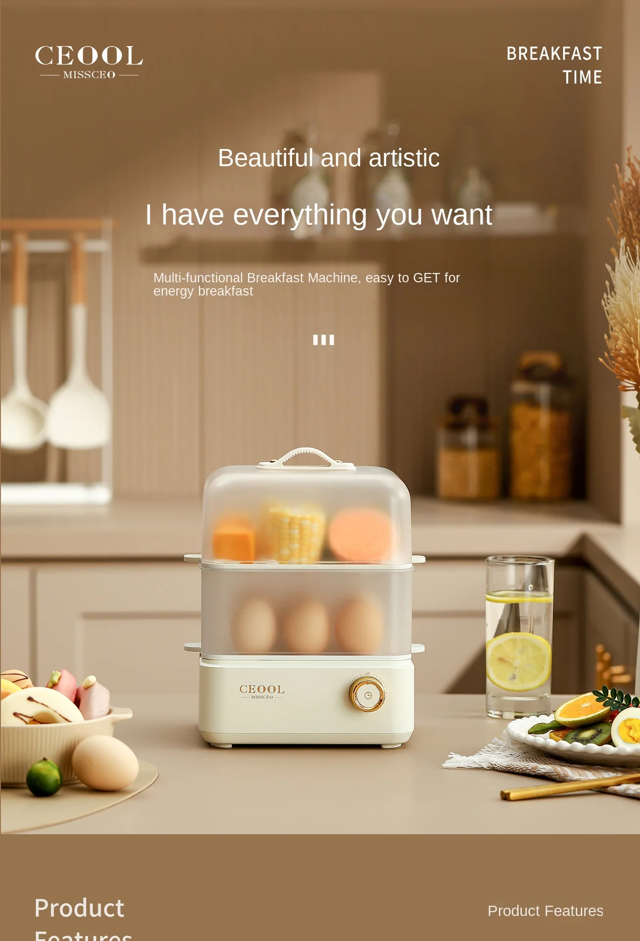 220V Electric Egg Steamer 2 Layers Automatic Food Steaming Cooker Home Multifunctional Egg Boiler For Breakfast 6
