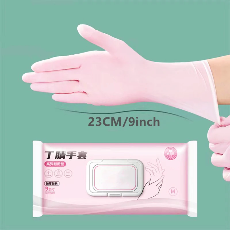 30PCS Pink Disposable Nitrile Gloves 12Inch Extended Waterproof Household Cleaning Gloves Kitchen Food Gardening Beauty