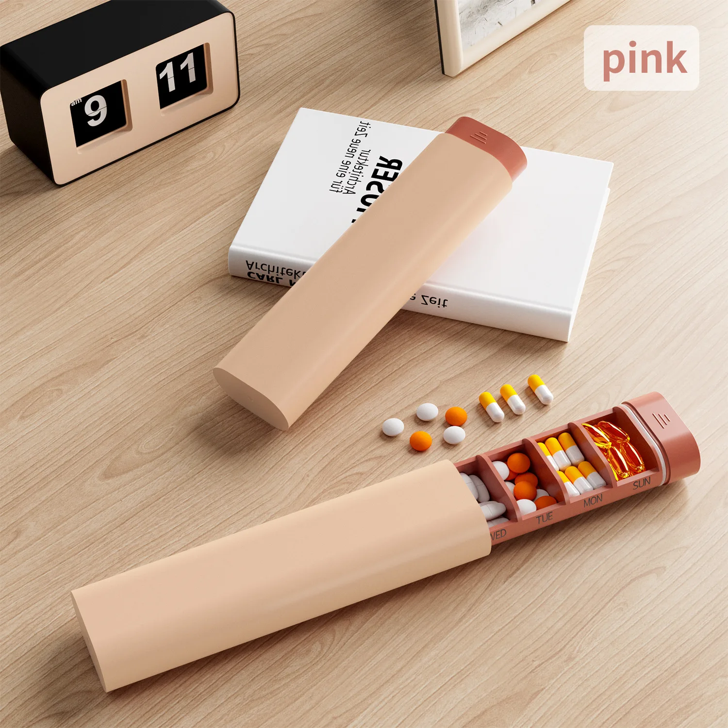 Portable Weekly Medicine Organizer with Sub-Compartments