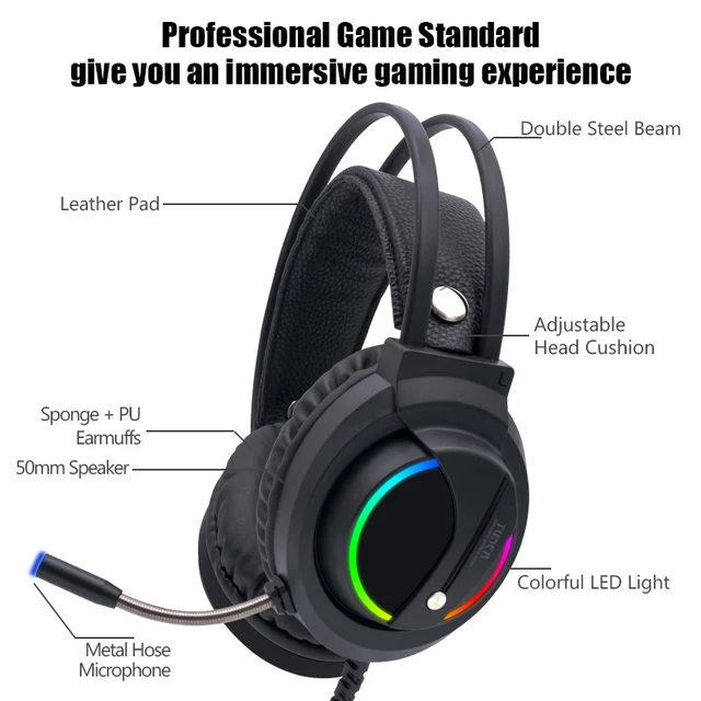 Gaming Headset Gamer 7 1 Surround Sound USB 3 5mm Wired RGB Light Game Headphones with