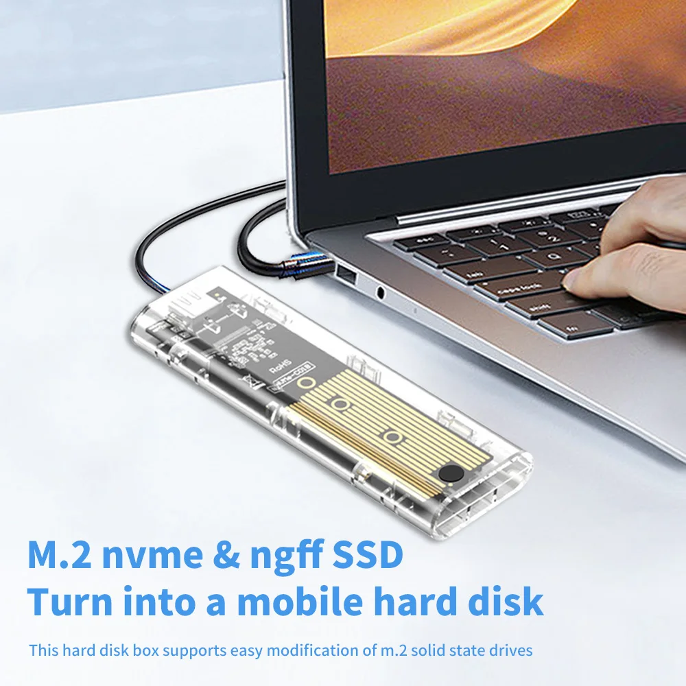 M.2 NVME PCIe NGFF SATA Dual Protocol SSD Case USB Type C 10Gbps PCI-E M2 SSD External Enclosure Hard Disk Box