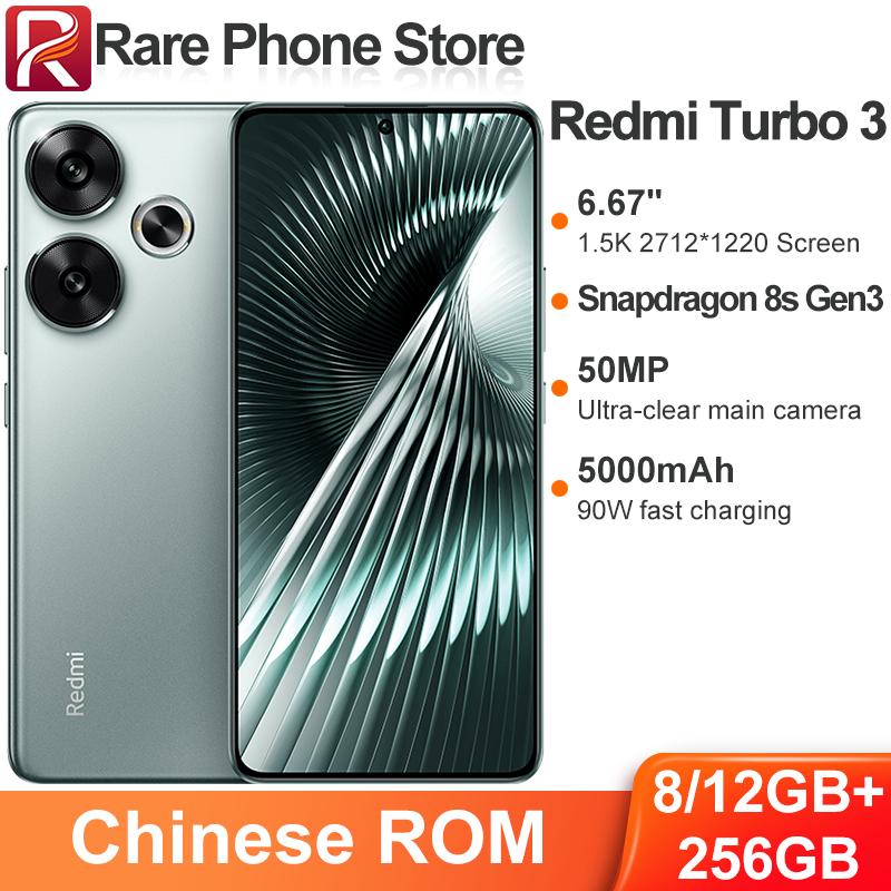 Xiaomi Redmi Turbo 3 5G 256GB 6.67â 1.5K Display Snapdragon 8s Gen 3 50MP+20MP Camera 90W 5000mAh Battery