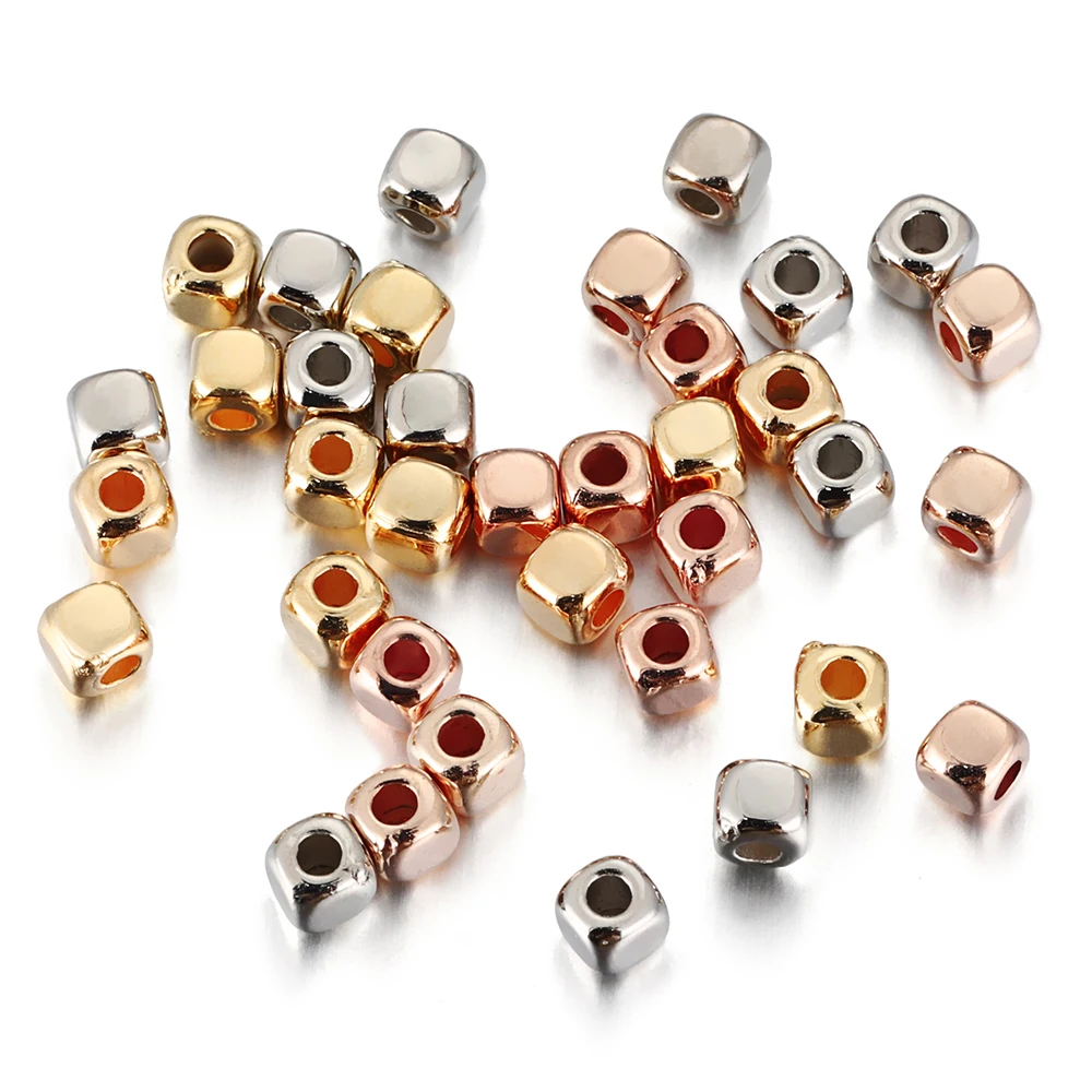 JGFinds Perline Quadrate In Plastica CCB 3 Mm, Colore Oro, Confezione Da 500 Pezzi, Foro 1,4 Mm, Per Gioielli Fai Da Te
