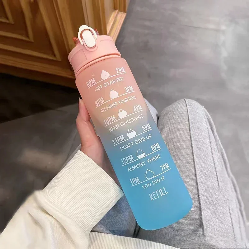 900ml Sports Water Bottle with Time Marker Motivational Portable Outdoor Sport Fitness BPA Free Leak-proof Cup sports water bottle