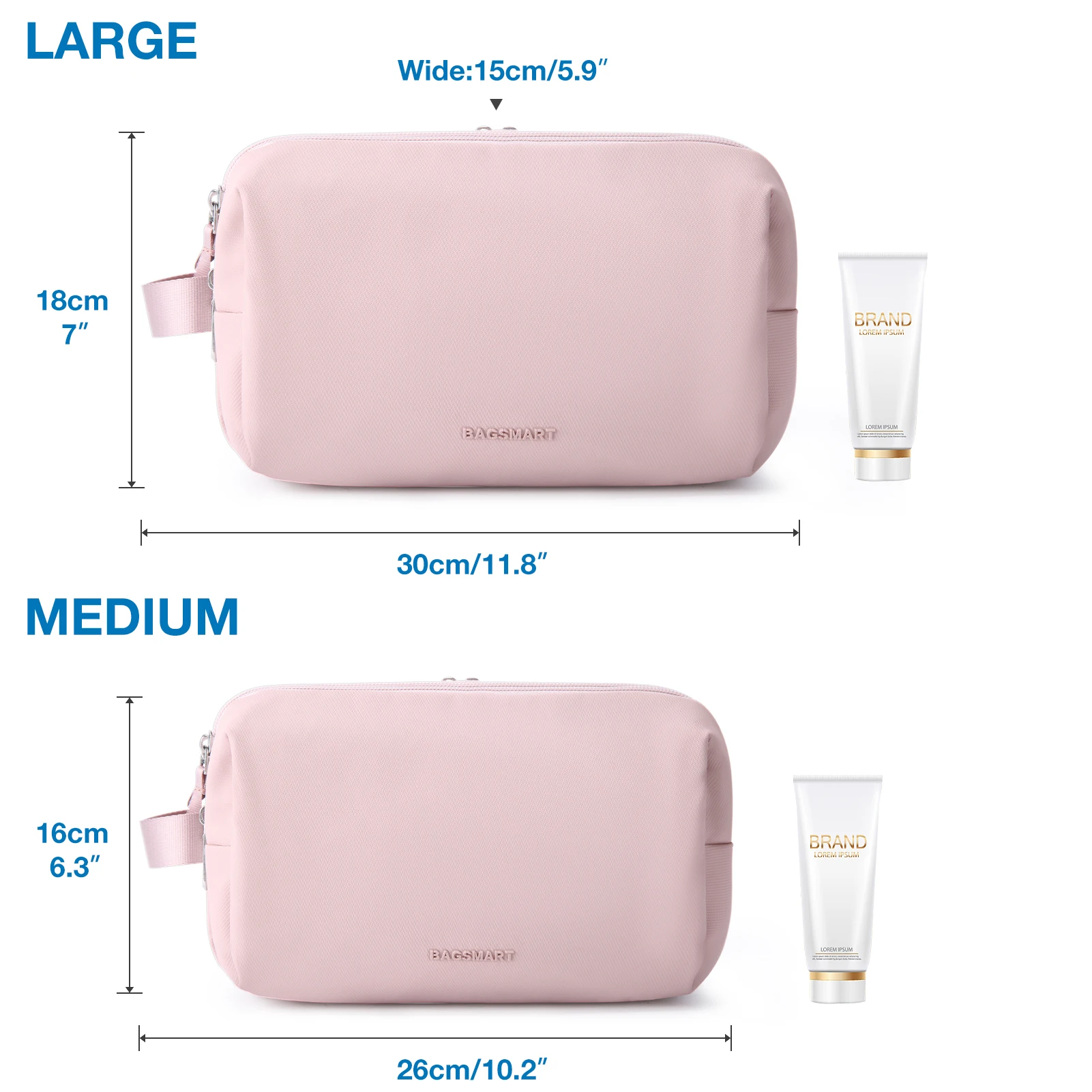 Women's Cosmetic Bag BAGSMART Waterproof Dopp Kit for Travel Lightweight Toiletries Bag for Men Makeup Bag Travel Necessaries 4