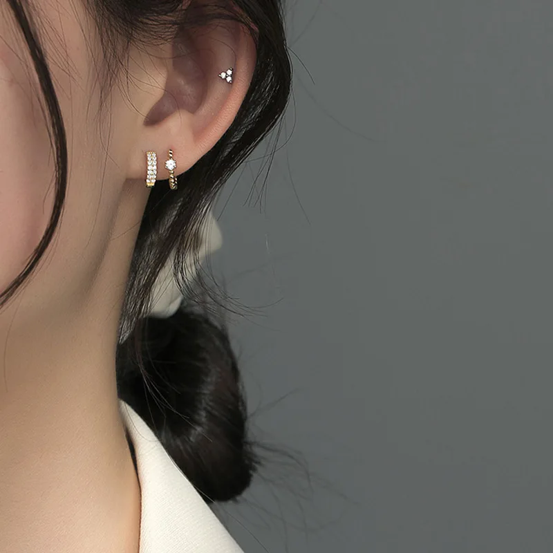 Silver stud earrings for women, fashion, simplicity, hypoallergenic