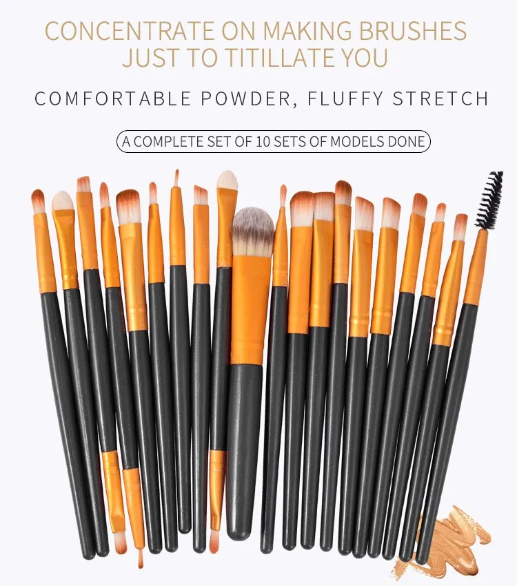 makeup brush set 20 Piece Makeup Brush Set Eye Shadow Lip Gloss Powder Blusher Concealer Soft Artificial Fiber Hair Beauty Tool Cosmetic Kit