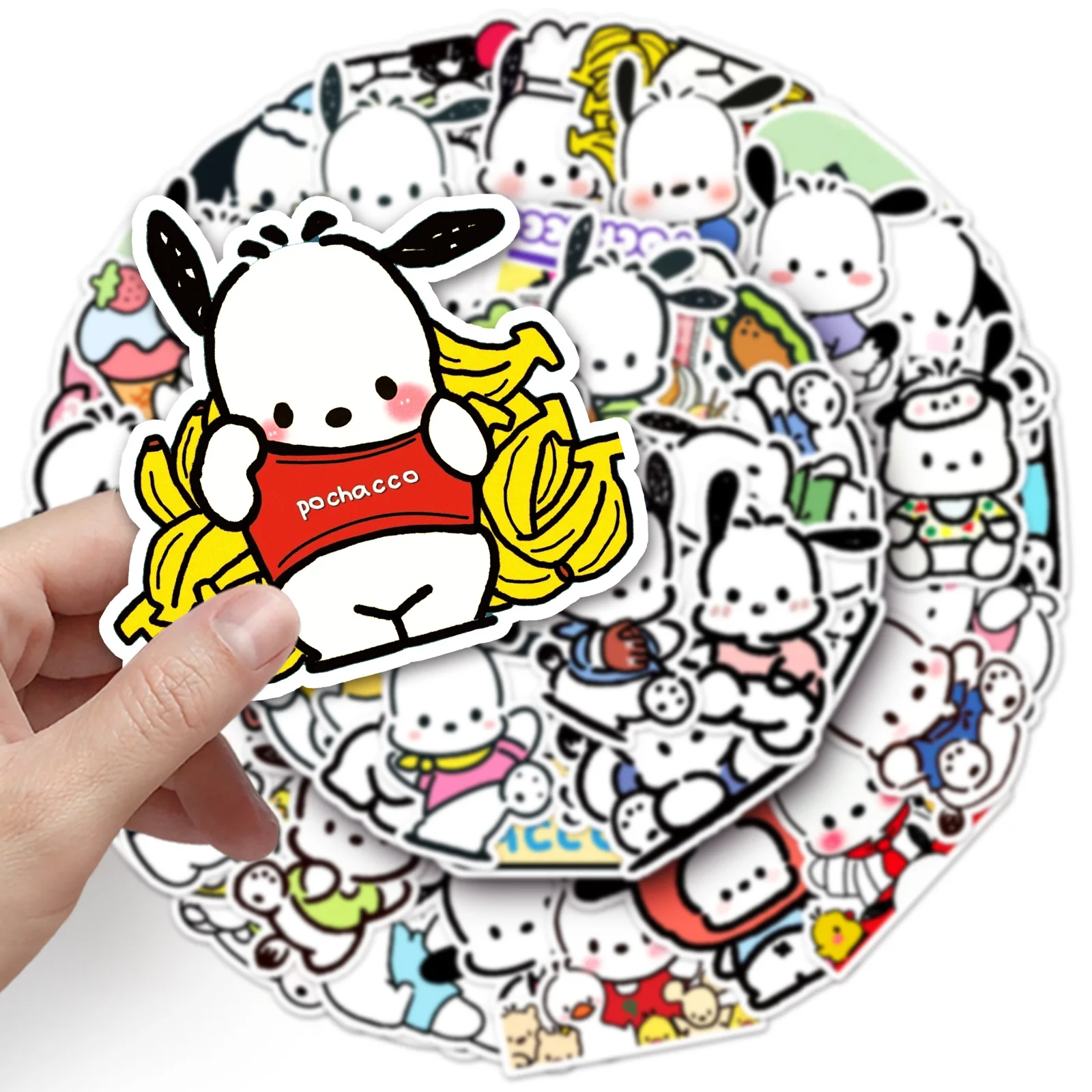 

50Pcs/Set Lovely Pachacco dog Stickers Ornament Stationery Skateboard Refrigerator Waterproof DIY Reusable No glue Doodle