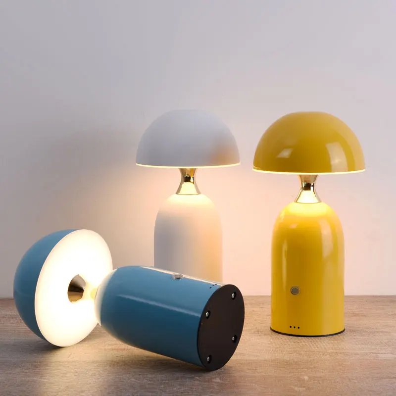 

Bauhaus Table Lamp Nordic Simple Creative Rechargeable Mushroom Light Warm Romantic Valentine's Day Gift Bedside Desk Lamps