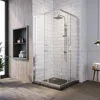 Corner Enclosure 1/4 in. Clear Glass Semi-Frameless Sliding Shower Doors,  Chrome Finish Corner Shower Glass Enclosure 1