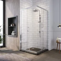 Corner Enclosure 1/4 in. Clear Glass Semi-Frameless Sliding Shower Doors,  Chrome Finish Corner Shower Glass Enclosure 1