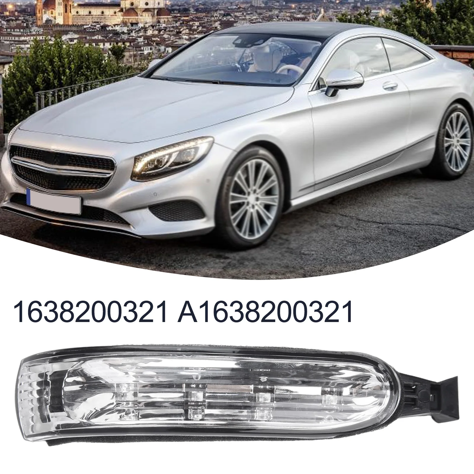 자동차 사이드 백미러 깜빡이 라이트, 오른쪽 A1638200421, 왼쪽 1638200321, 메르세데스 ML, AMG 2002-2005 플라스틱 블랙, 1 개