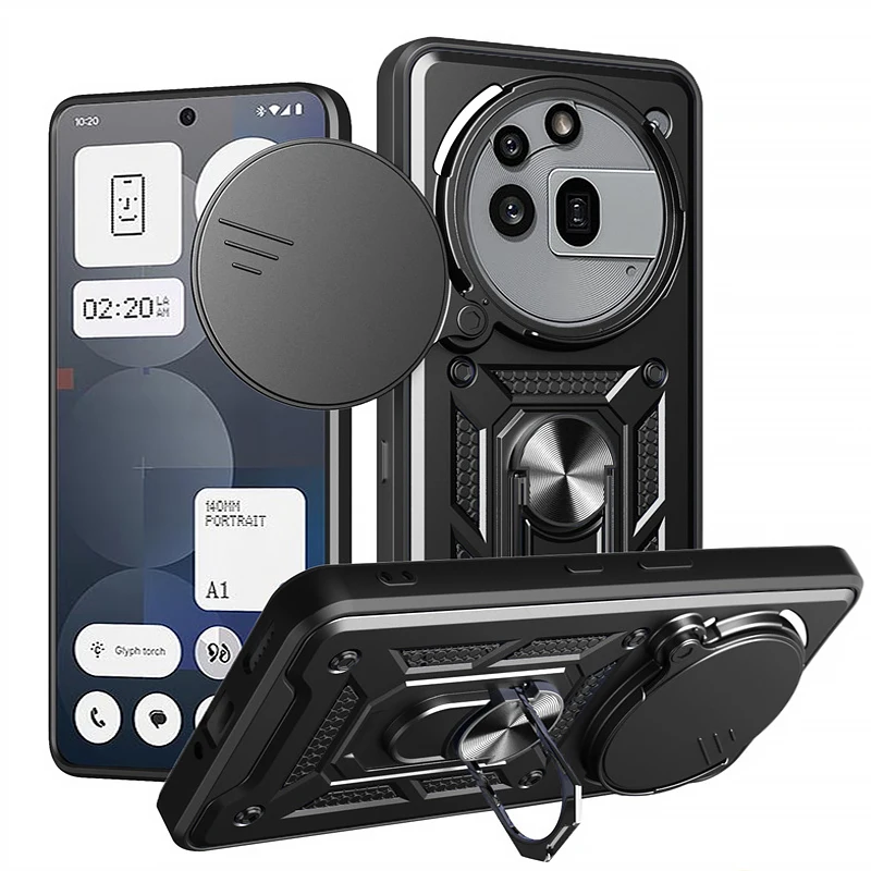 Premium Armor Case with Slide Camera Protection and Car Magnetic Holder Ring