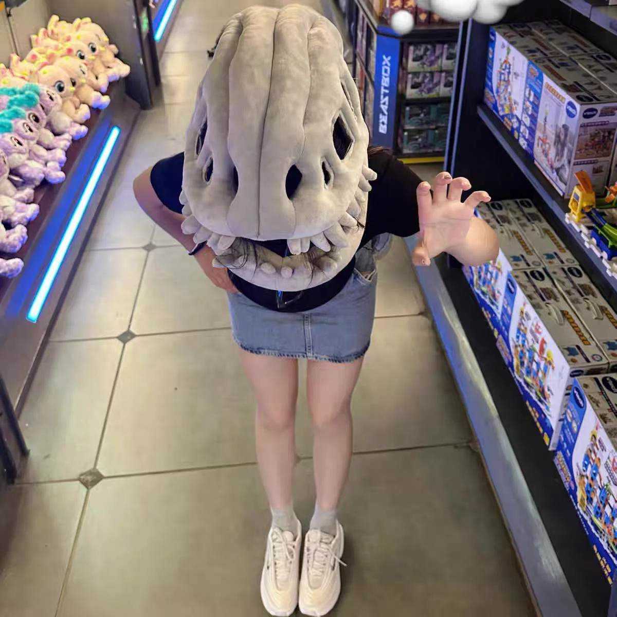 Disfraz de esqueleto de dinosaurio para niños y adultos, gorro de felpa de dinosaurio realista 3D, ropa de vestir para fiesta de Carnaval