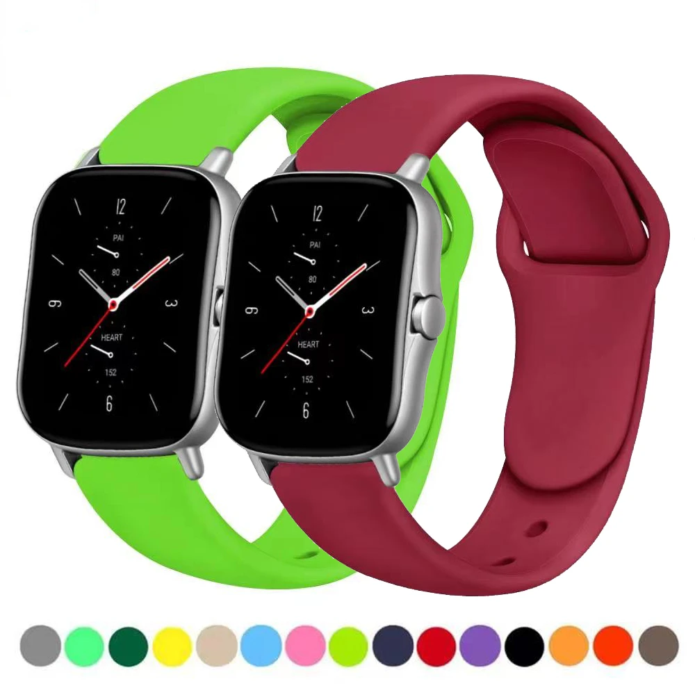 

20mm/22mm Silicone strap for Amazfit Bip/GTS/Samsung Galaxy watch 5/4/Huawei GT2 Sport Bracelet Wristband For Amazfit GTR Correa
