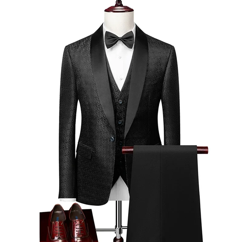 Men's Suit mens suit Suit Jacket Pants Vest 3 Pcs Set Fashion New Casual Boutique Business British Style Blazers Coat Trousers Waistcoat