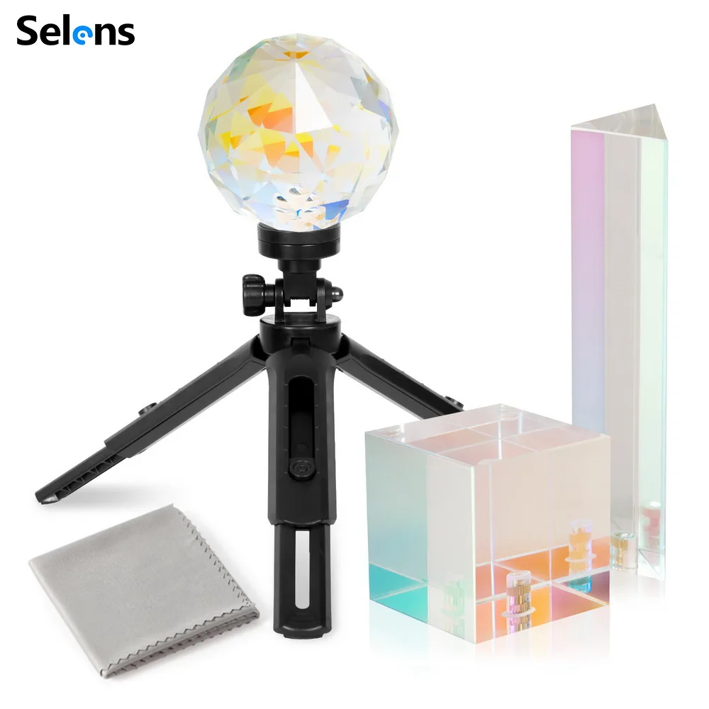 Selens Photography Prism Crystal Con Foro Filettato Da 1/4 ''Con Mini Treppiede Rainbow Crystal Glass Magic Photo Ball