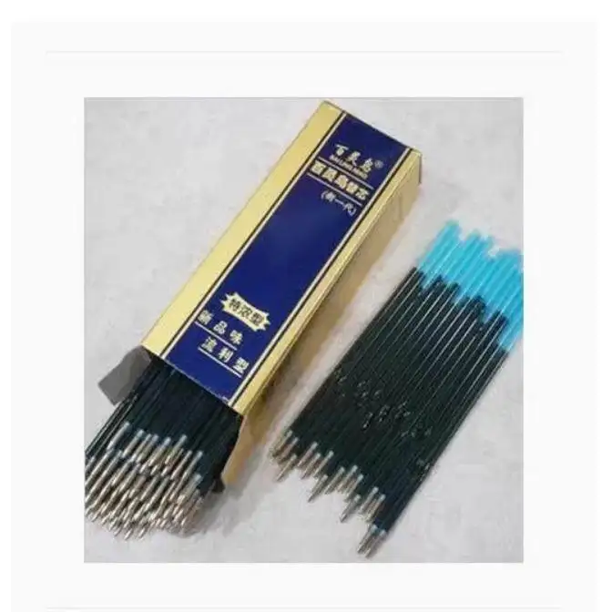100Pcs 프레스 볼펜 리필 레드 블랙 블루 그린 유성 필기 도구 학교 문구 사무용품