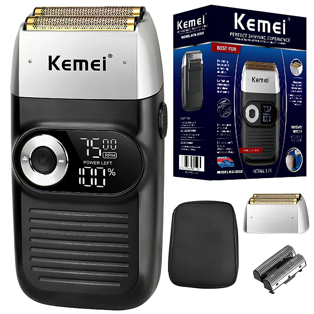 

Original Kemei Powerful Barber Pro Electric Shaver For Men Hair Beard Electric Razor Balds Head Shaving Machine Finishing Fades