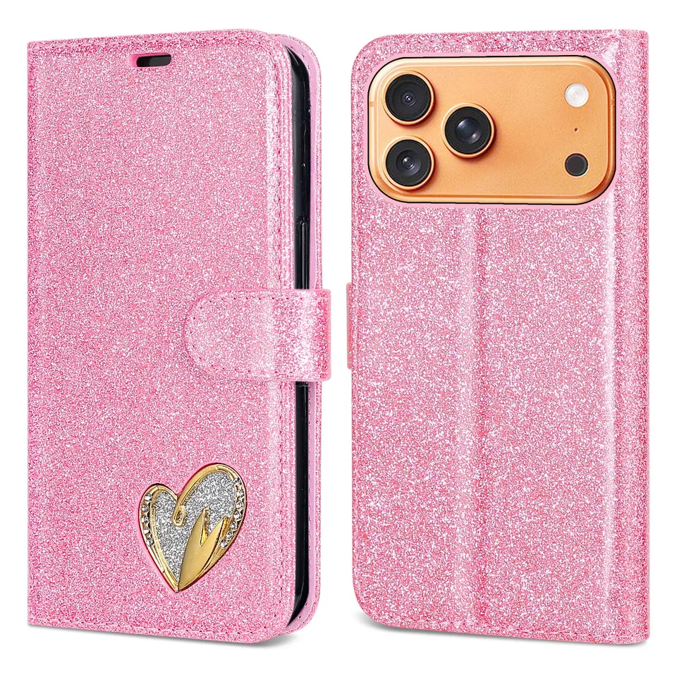 Custodia Portafoglio Glitter In Pelle Per IPhone – Compatibile Con 16,15,14,13,12 Pro Max E Altri, Nuova