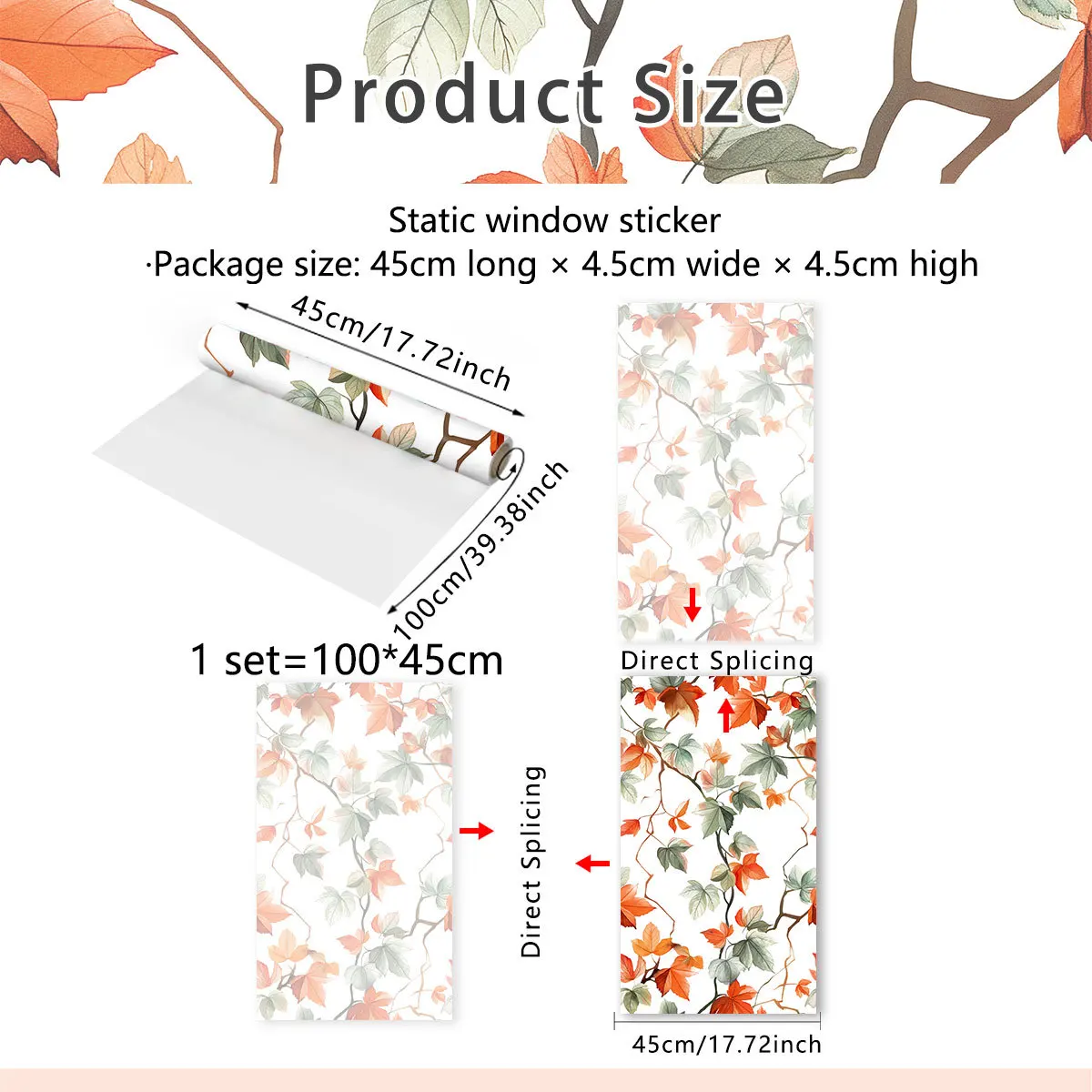 Fresh Retro Flower Vine Maple Leaf Sunshine Colorful Electrostatic Glass Stickers Window Stickers Double Sided Visual Decoration