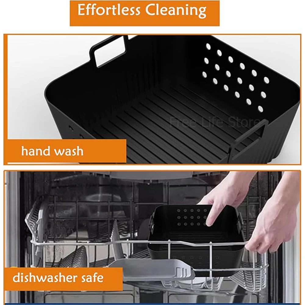 Air Fryer Liners Air Fryer Accessories Air Fryer Silicone Tray 20cm Reusable Square Air Fryer Silicone Liners for Ninja AF180 AF140 Air Fryer for Philips HD9270 Baking Accessories