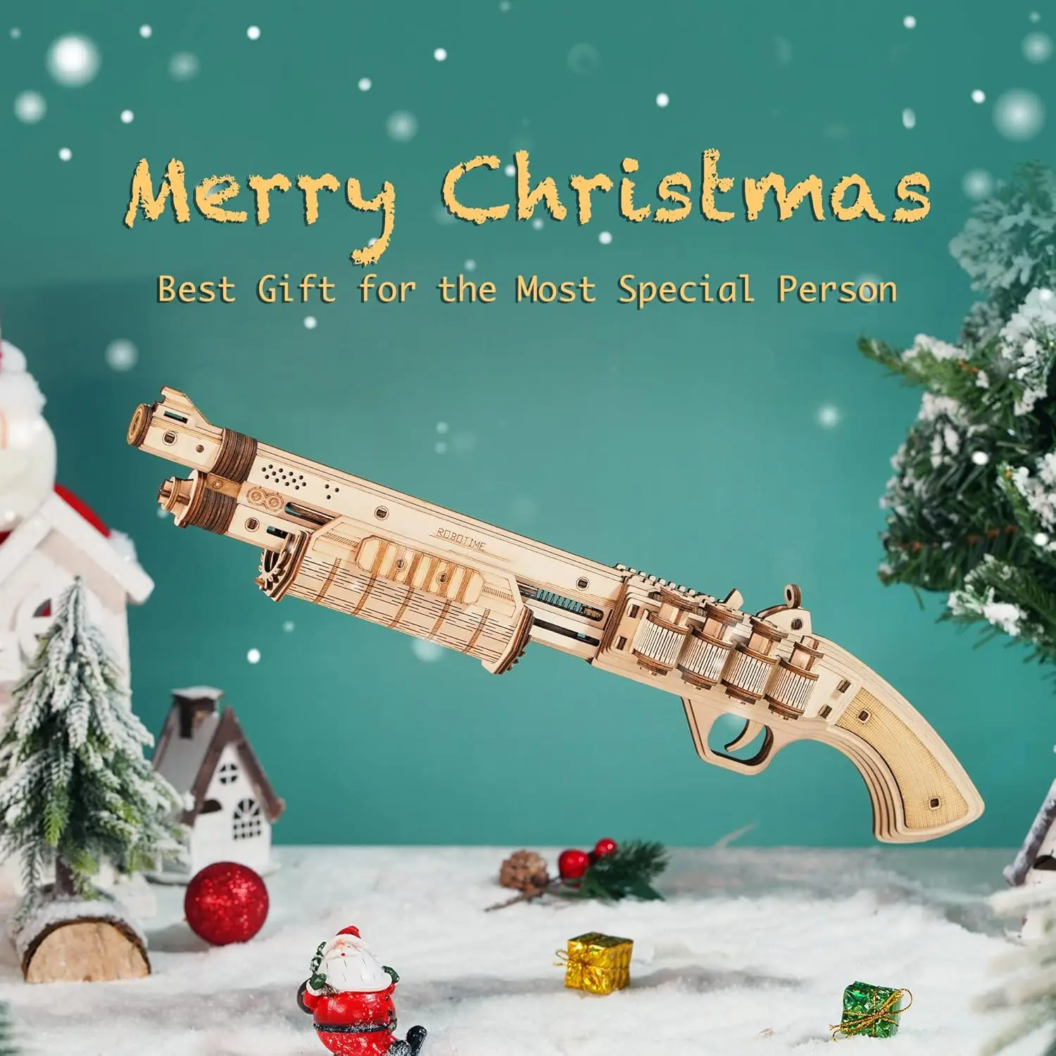 Robotime Rokr Corsac M60 Toy Gun 3D Wooden Puzzle Mechanical Building Model Kit for Children 14 Years Christmas gift 2