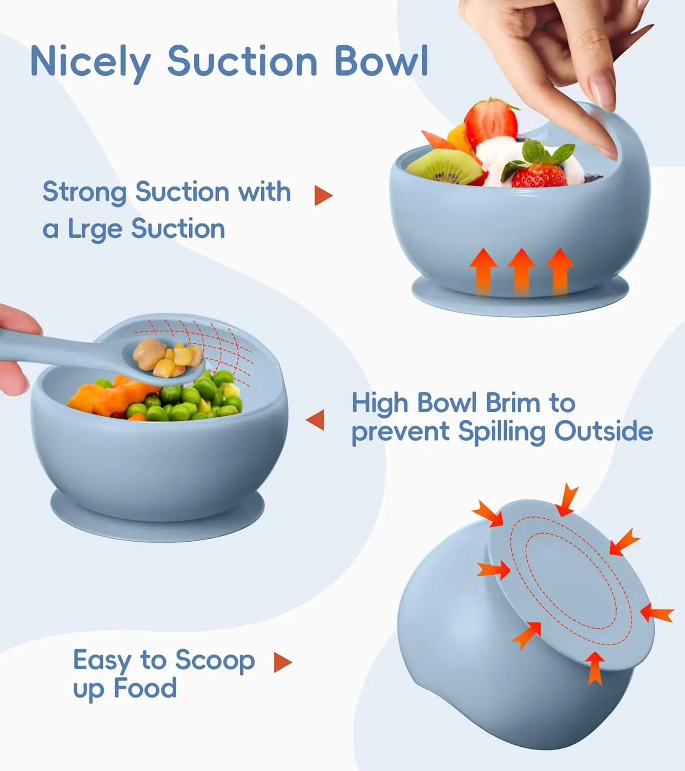 Children's Silicone Suction Bowl Feeding Tableware Infant Non-Slip Learn To Eatting Tableware Complementary Food Training Tool 3