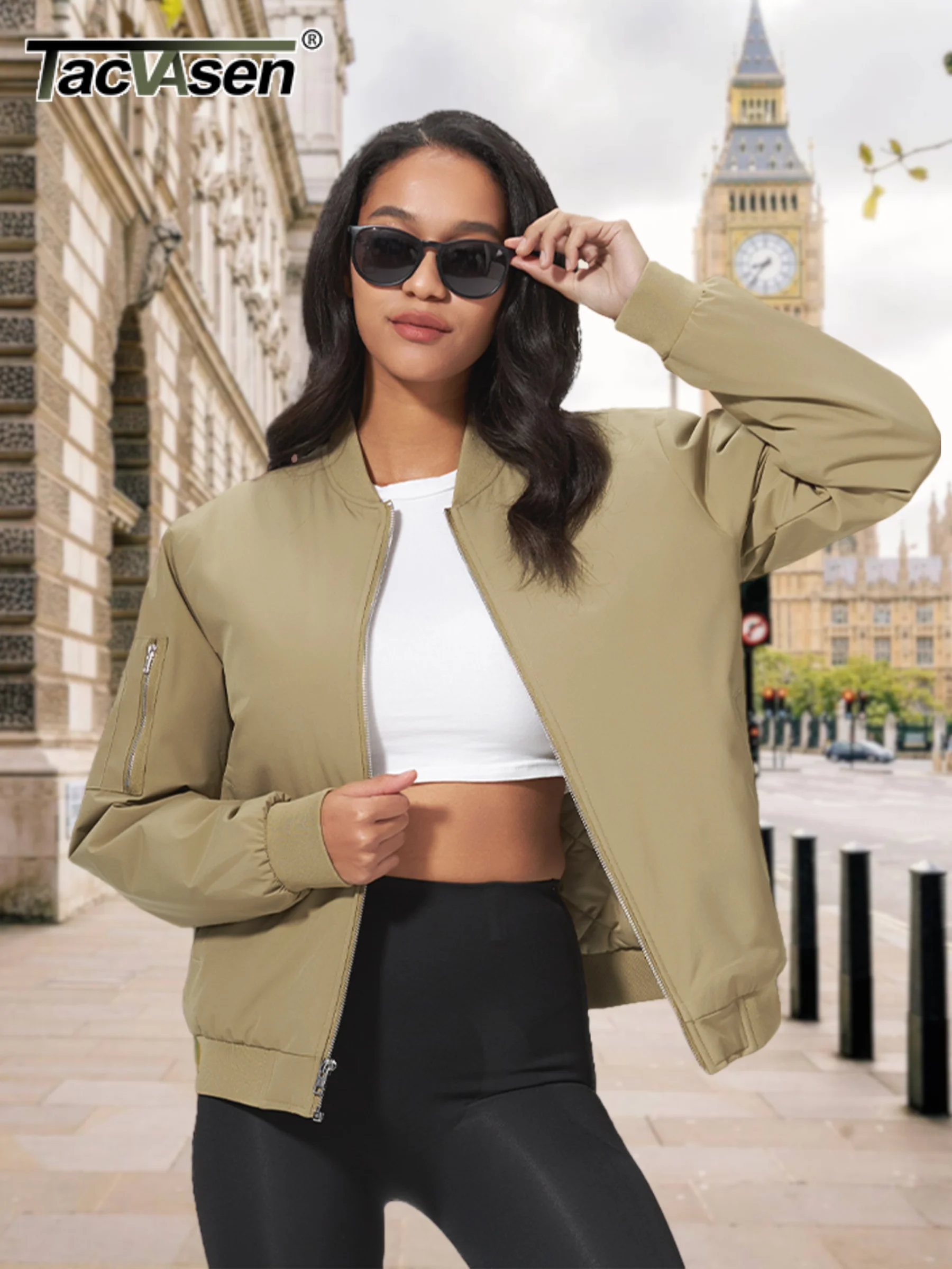 TACVASEN Autumn/Winter Padded Pilot Bomber Jacket Womens Thermal