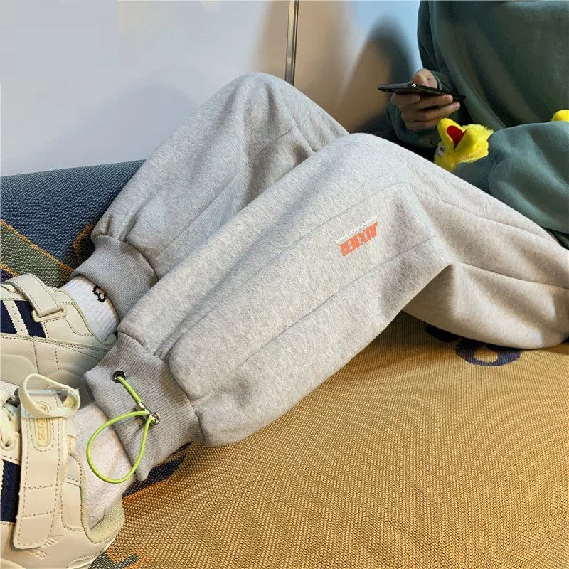 2024 Autumn Winter New Fashion Temperament Korean Casual Long Pants Drawstring Loose Solid Color Sweatpants Men Clothing Trouser