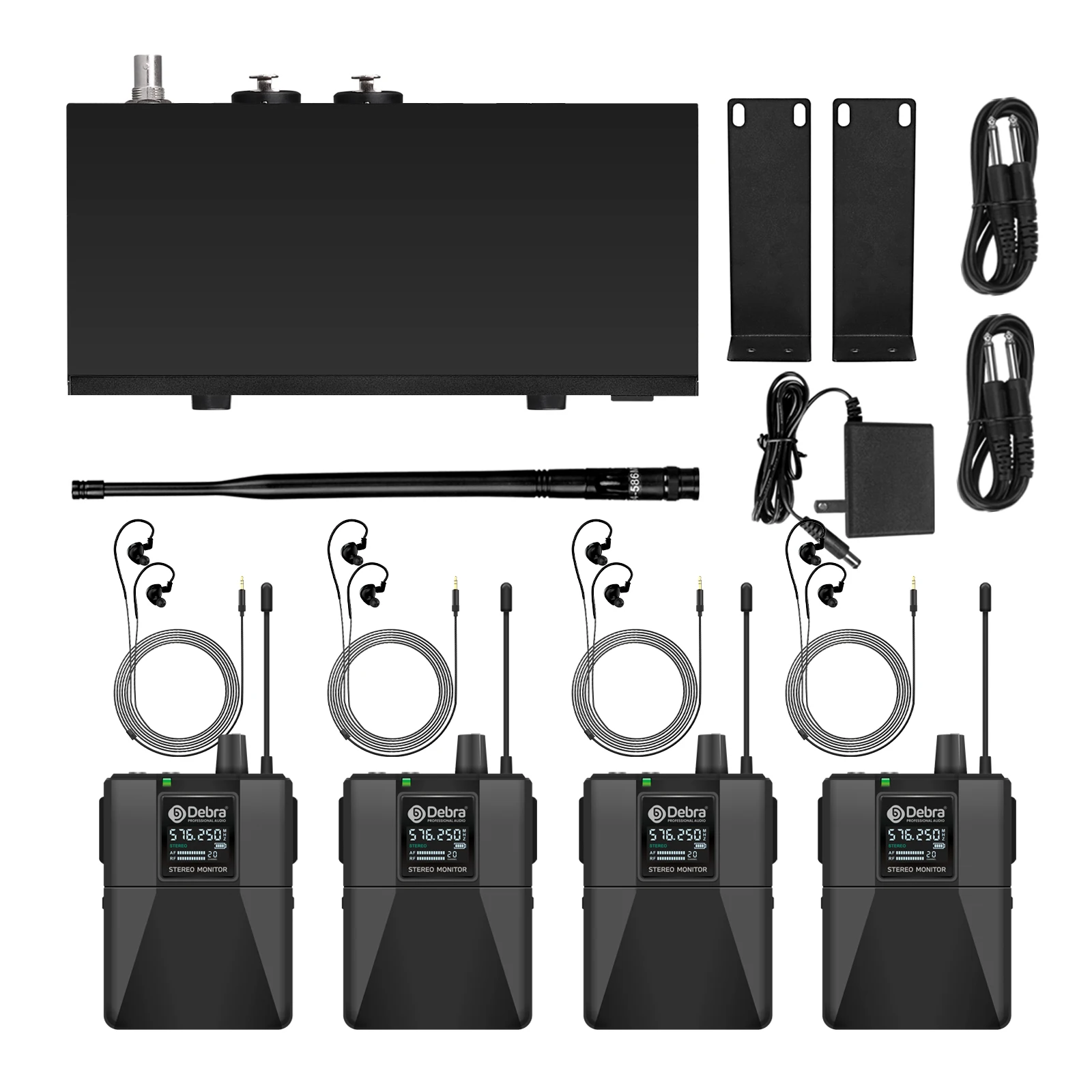 Debra ST-102 Stereo In-Ear Wireless Monitoring System Professional 530~580MHz Fr