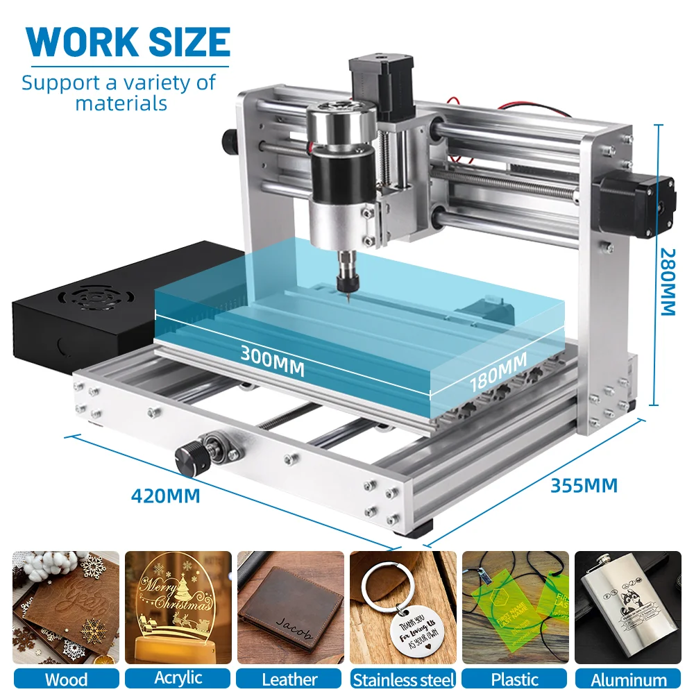 CNC 3018 Pro Max Metal Aluminum Engraving Machine With 500w Spindle GRBL Control 20w Laser Engraver Wood Router For Cut MDF