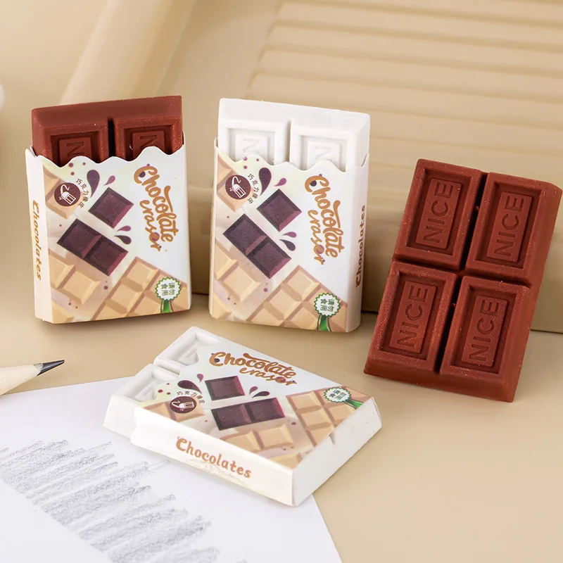 1 Piece Lytwtw's Cute Kawaii Candy Color Rubber Fun Creative Chocolate Eraser Novelty Stationery Office School Supplies 5