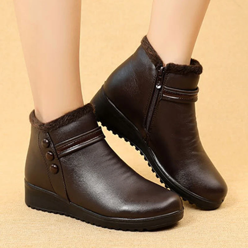 

Winter New Woman Boots Fashion Keep Warm Shoes Woman Zipper Women Shoes Plus Size Ankle Boots Flat Casual Boots Women Size 34-42